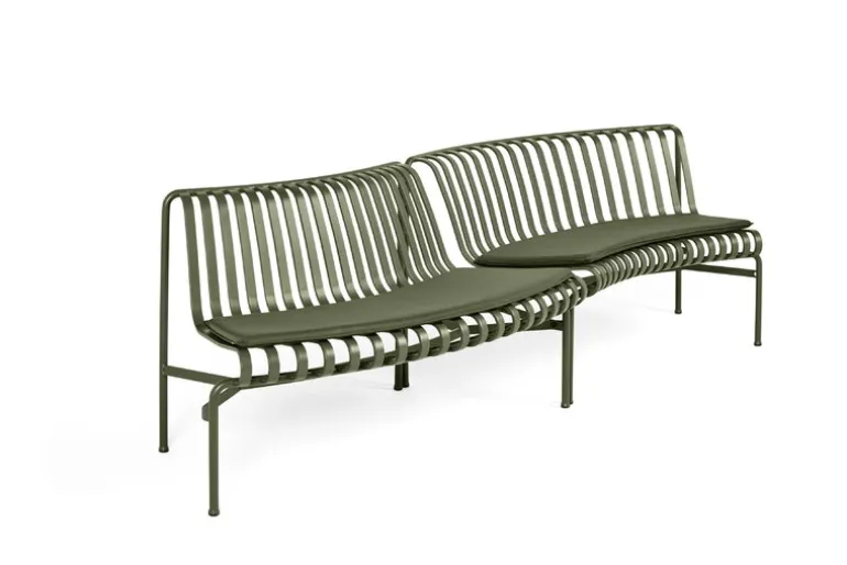 HAY Palissade Park dining bench, in-out, set of 2, olive