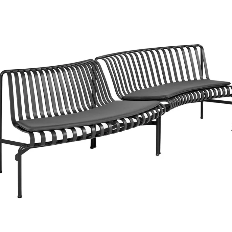 HAY Palissade Park dining bench cushion, in-out, set of 2, anthracit