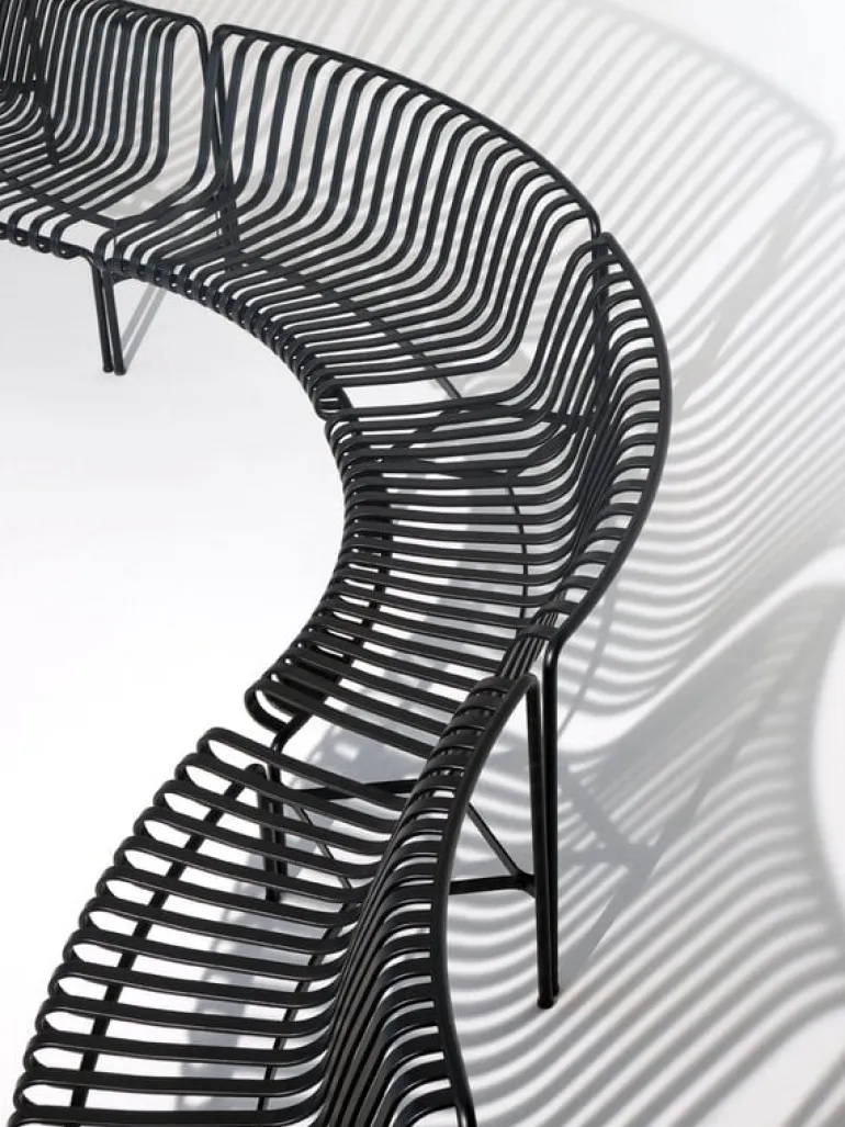 HAY Palissade Park dining bench, in-out, set of 2, sky grey