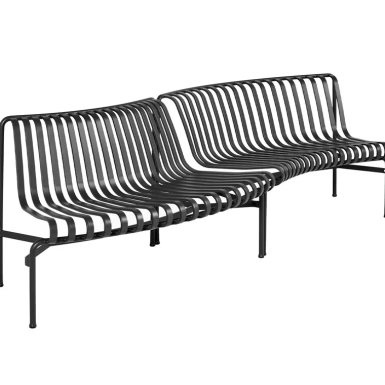 HAY Palissade Park dining bench, in-out, set of 2, anthracite