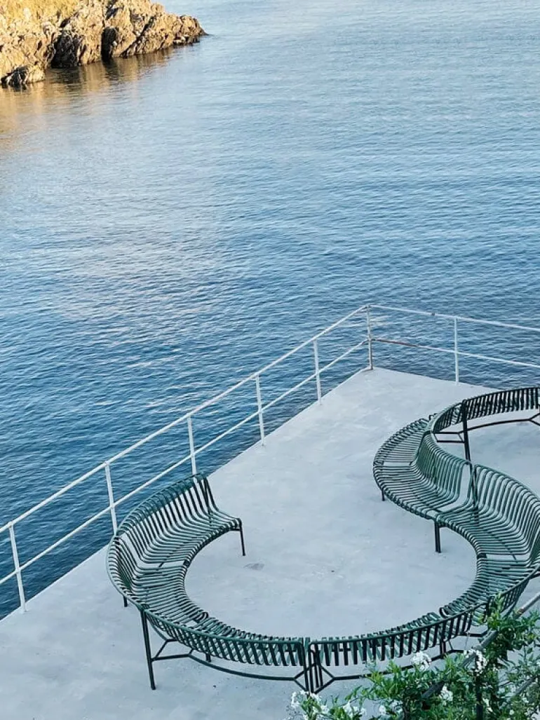 HAY Palissade Park dining bench, in-out, set of 2, anthracite