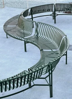 HAY Palissade Park dining bench, in-out, set of 2, anthracite