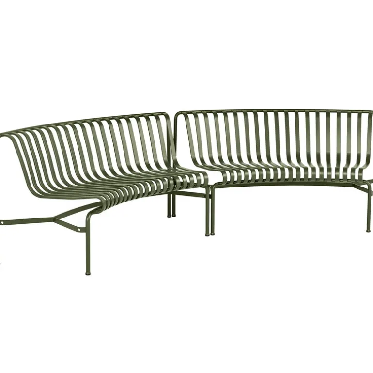 HAY Palissade Park dining bench, in-in, set of 2, olive