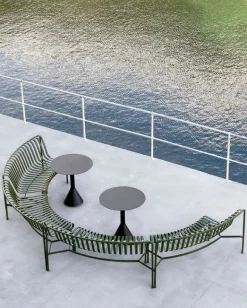 HAY Palissade Park dining bench, in-in, set of 2, olive