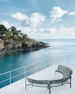 HAY Palissade Park dining bench, in-in, set of 2, olive