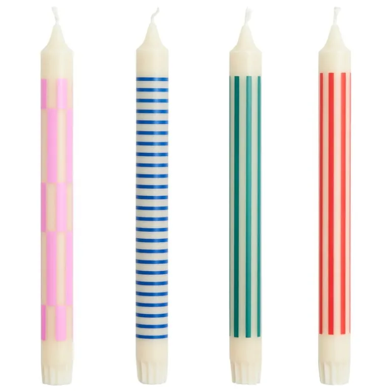 HAY Pattern candles, set of 4, crisp mix
