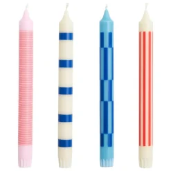 HAY Pattern candles, set of 4, pink - red - blue