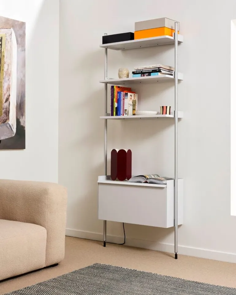HAY Pier System 131 shelf, 1 column, PS white - aluminium