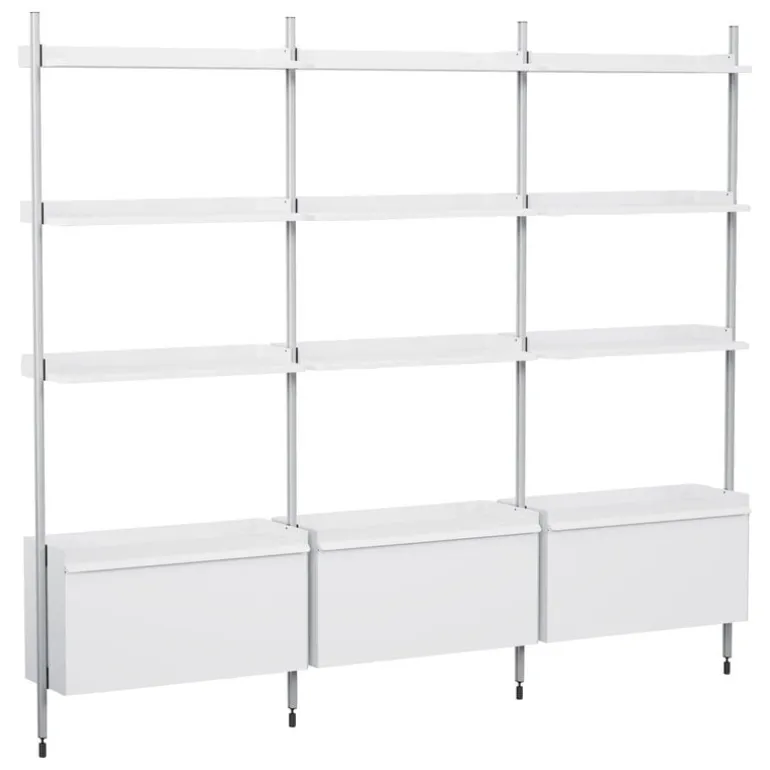 HAY Pier System 133 shelf, 3 columns, PS white - aluminium