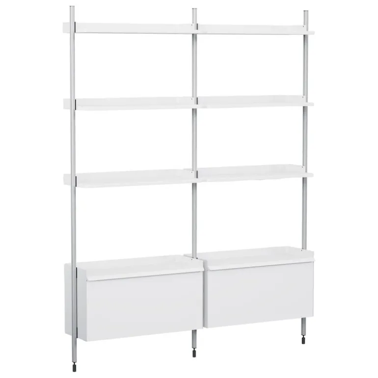 HAY Pier System 132 shelf, 2 columns, PS white - aluminium
