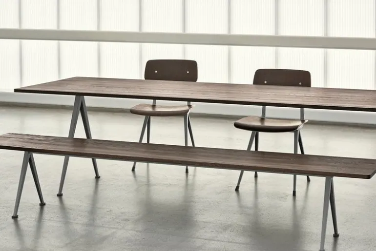 HAY Pyramid bench 12, beige - smoked oak