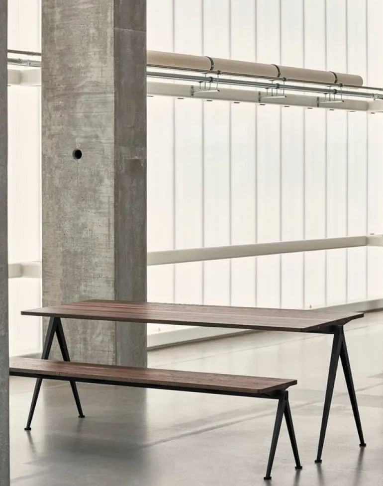 HAY Pyramid bench 12, black - smoked oak