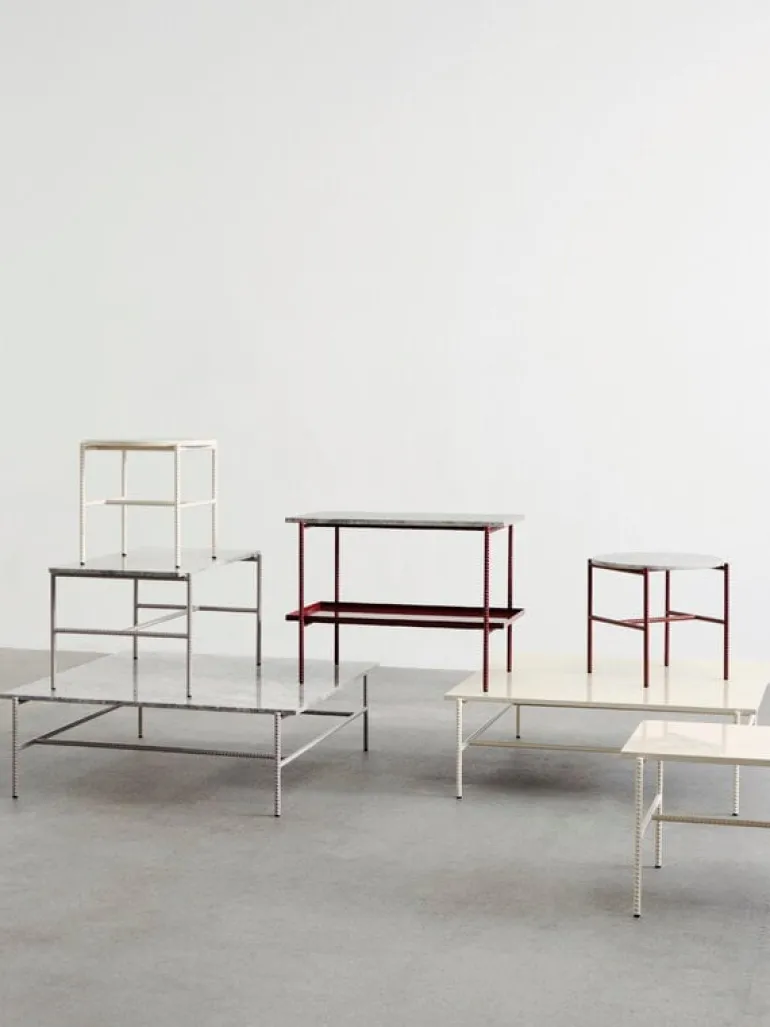 HAY Rebar coffee table, 100 x 104 cm, alabaster - beige marble