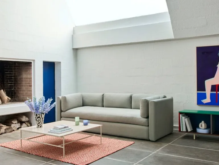 HAY Rebar coffee table, 100 x 104 cm, alabaster - beige marble