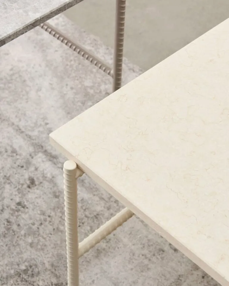 HAY Rebar coffee table, 100 x 104 cm, alabaster - beige marble