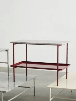 HAY Rebar coffee table, 100 x 104 cm, alabaster - beige marble