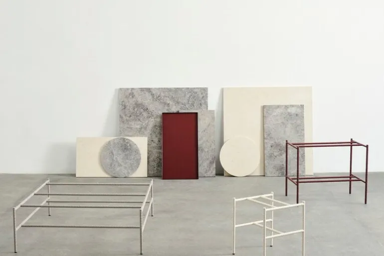 HAY Rebar coffee table, 80 x 49 cm, fossil grey - grey marble