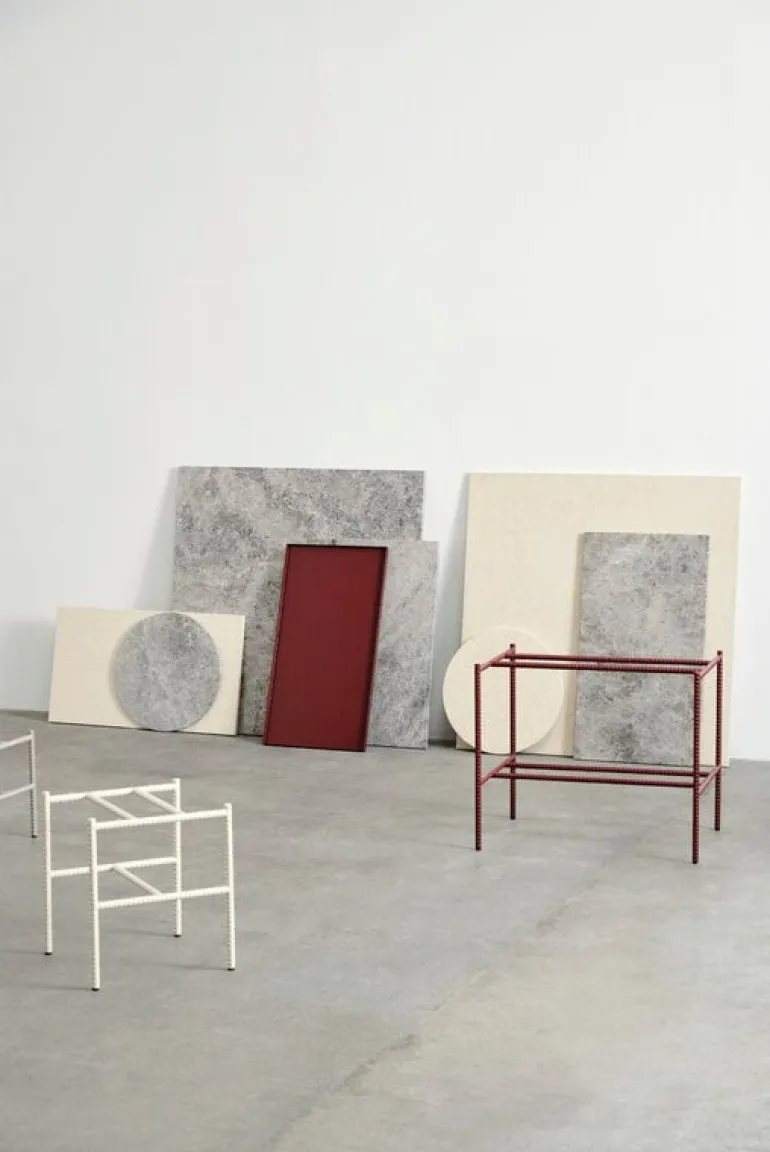 HAY Rebar coffee table, 80 x 49 cm, fossil grey - grey marble