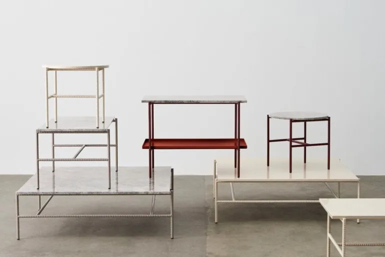 HAY Rebar coffee table, 80 x 49 cm, fossil grey - grey marble