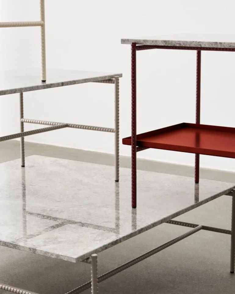 HAY Rebar coffee table, 80 x 49 cm, fossil grey - grey marble