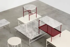 HAY Rebar side table, 75 x 44 cm, barn red - grey marble