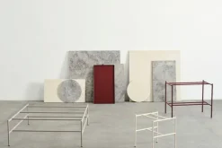 HAY Rebar side table, 75 x 44 cm, barn red - grey marble