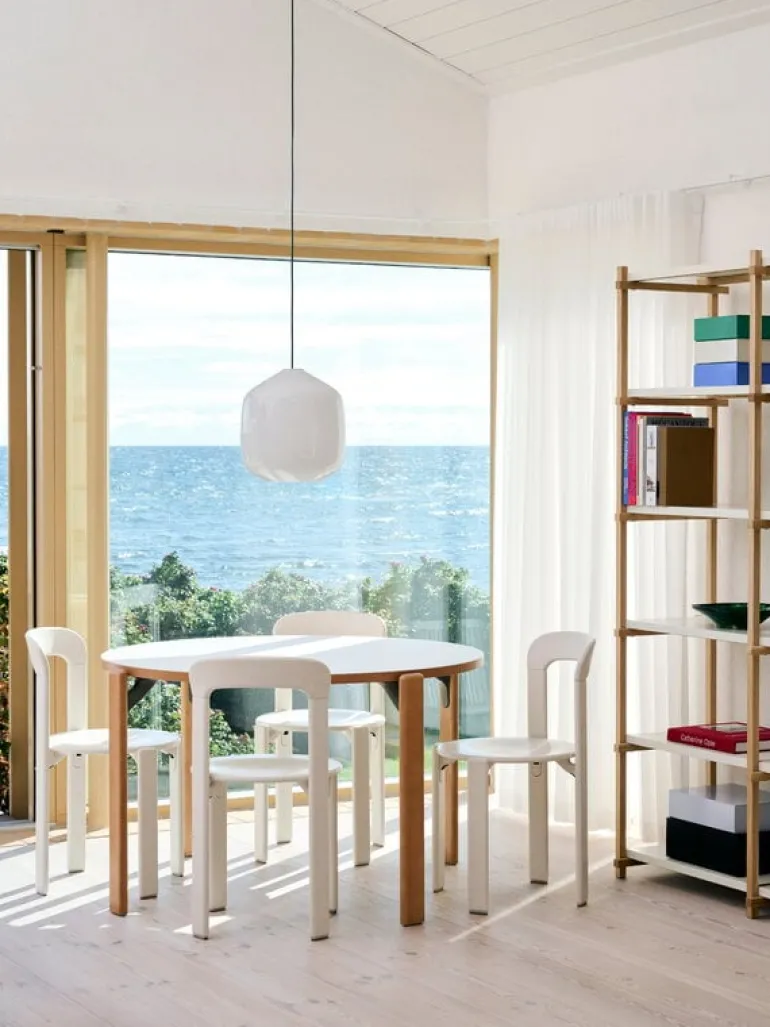 HAY Rey table, 128 cm, golden - ivory white