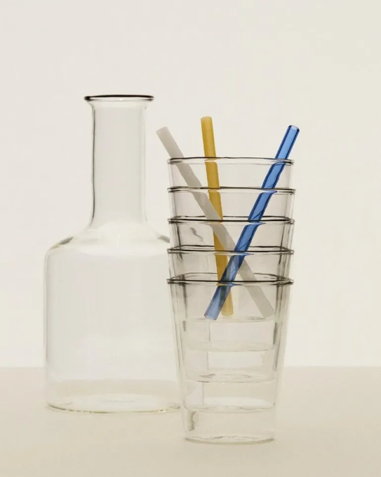 HAY Rim carafe, clear - black rim