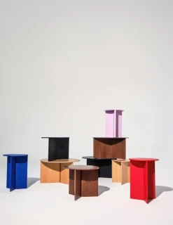 HAY Slit Wood table, 35 cm, high, vivid blue