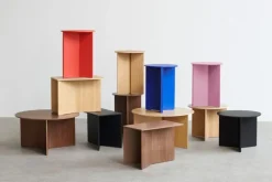 HAY Slit Wood table, 65 cm, lacquered oak