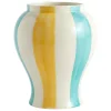 HAY Sobremesa Stripe vase, L, green - yellow