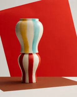 HAY Sobremesa Stripe vase, L, green - yellow