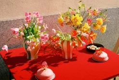 HAY Sobremesa Stripe vase, L, green - yellow