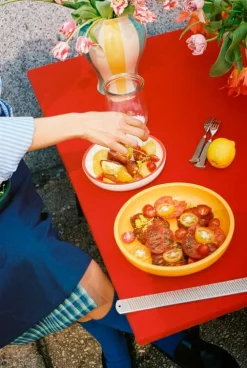 HAY Sobremesa Stripe vase, L, green - yellow