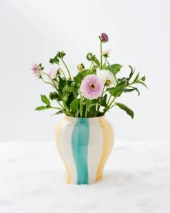 HAY Sobremesa Stripe vase, L, green - yellow