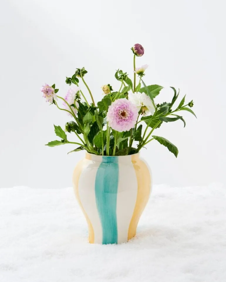 HAY Sobremesa Stripe vase, L, green - yellow