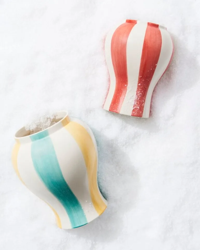 HAY Sobremesa Stripe vase, L, green - yellow