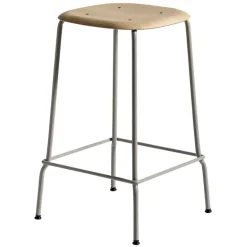 HAY Soft Edge 80 bar stool 65 cm, soft grey - lacquered oak