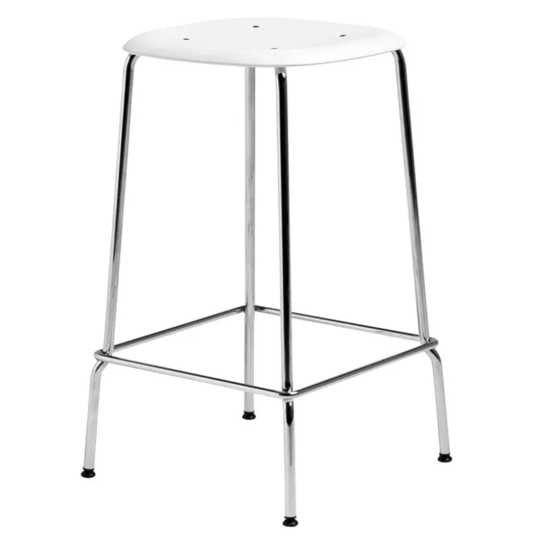 HAY Soft Edge 85 bar stool, chrome - white