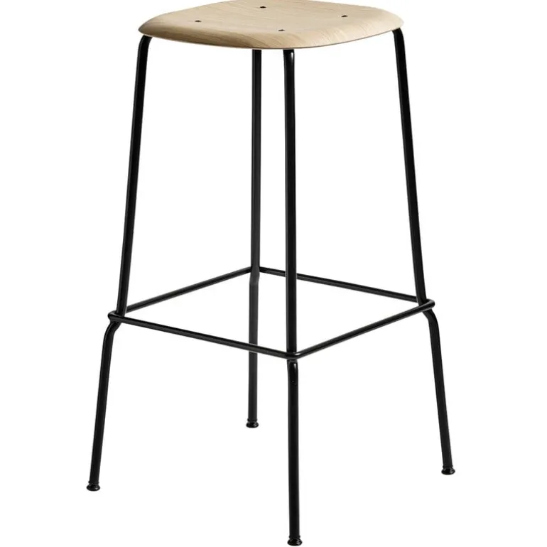 HAY Soft Edge 80 bar stool, 75 cm, black - lacquered oak