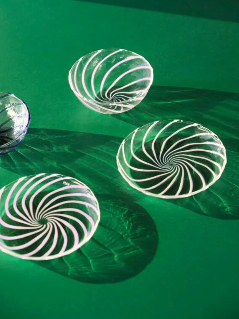 HAY Spin bowl, 2 pcs, clear - pink