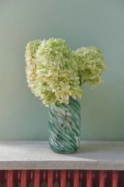 HAY Splash vase, roll neck, S, green swirl