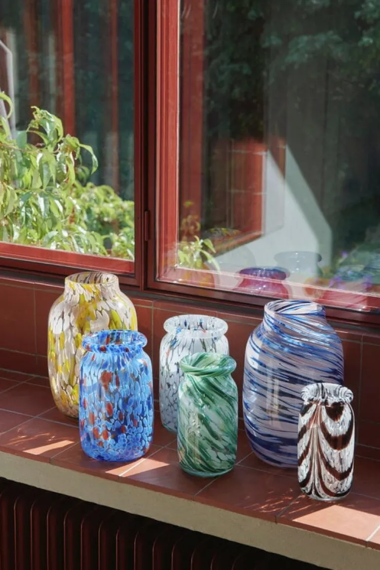 HAY Splash vase, roll neck, S, green swirl