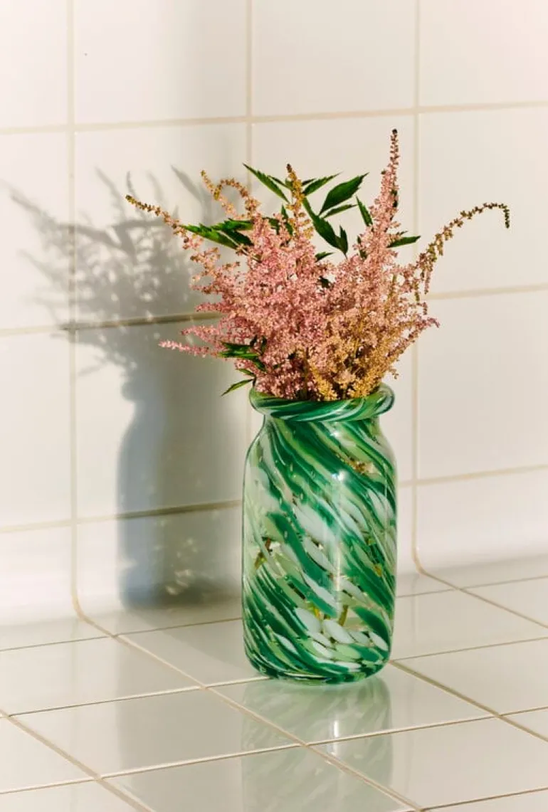 HAY Splash vase, roll neck, S, green swirl