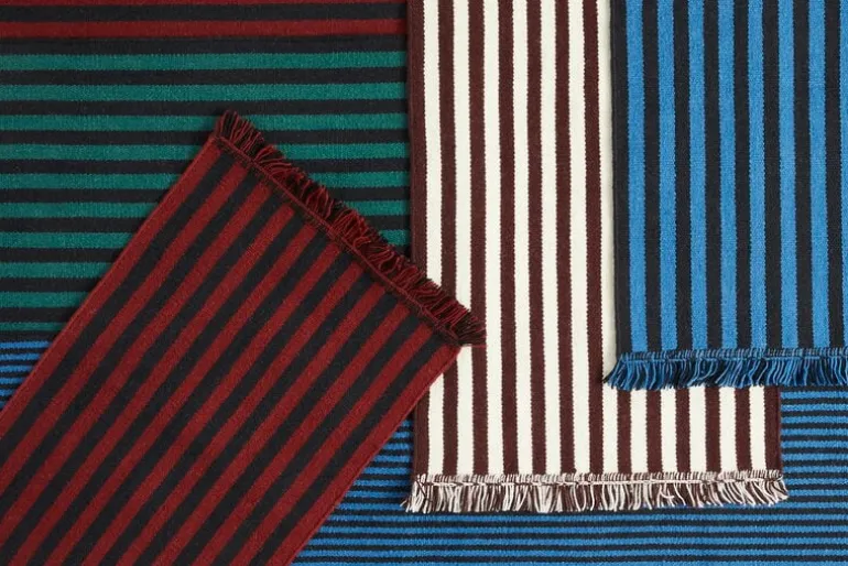 HAY Stripes and Stripes wool rug, 200 x 60 cm, cream