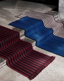 HAY Stripes and Stripes wool rug, 200 x 60 cm, cream