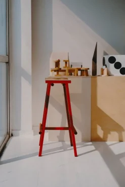 HAY Taburete 8 bar stool, high, 75 cm, signal red - lacquered oak
