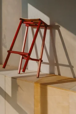 HAY Taburete 8 bar stool, high, 75 cm, signal red - lacquered oak