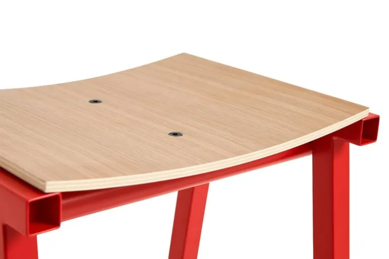 HAY Taburete 8 bar stool, low, 65 cm, signal red - lacquered oak