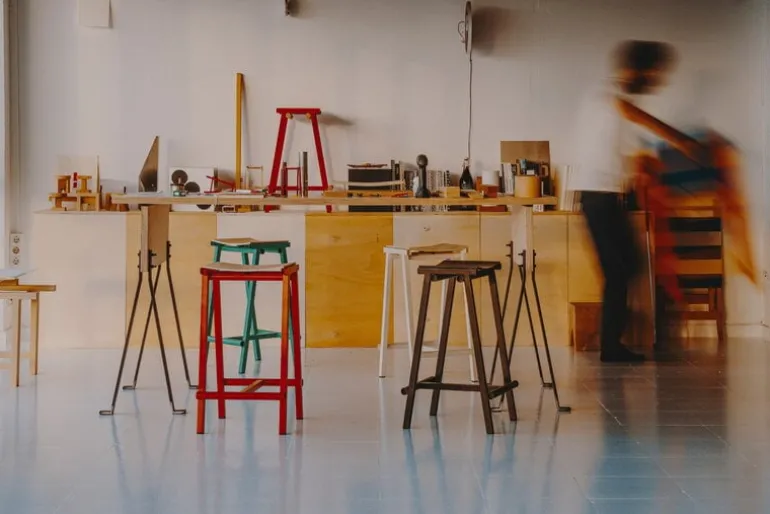 HAY Taburete 8 bar stool, low, 65 cm, eggshell - lacquered oak